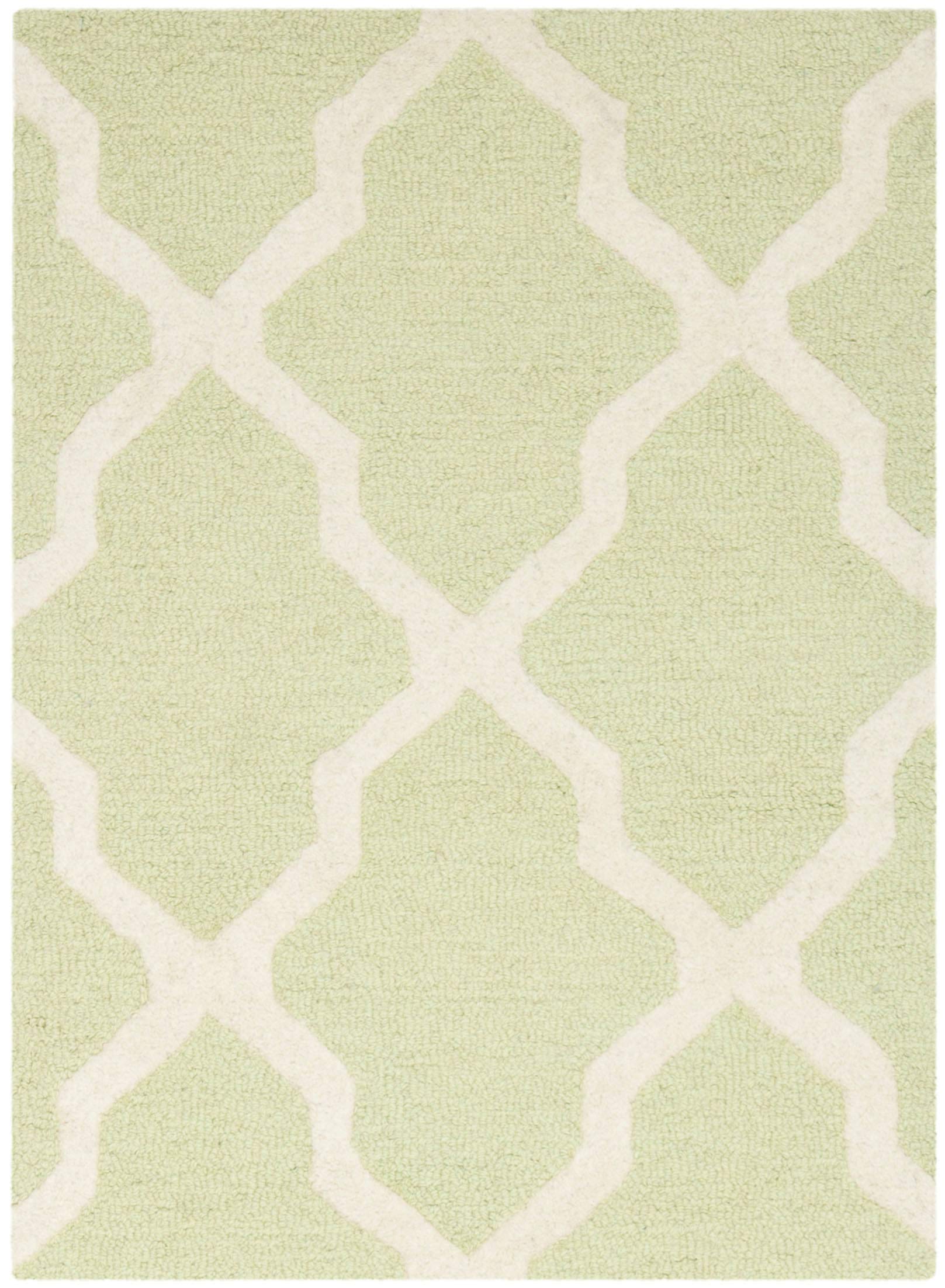 SAFAVIEH Cambridge Collection 2' x 3' Light Green / Ivory CAM121B Handmade Trellis Premium Wool Accent Rug