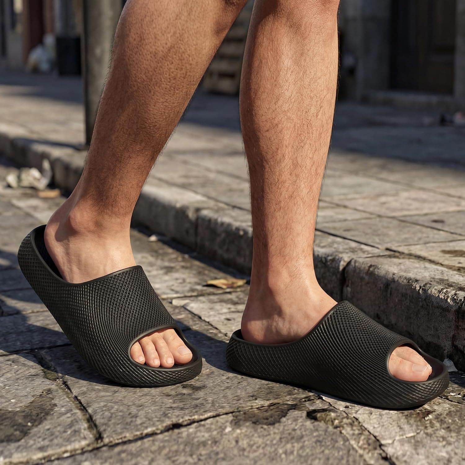 Cloud Slides for Men Women, Comfy House Slippers Shower Shoes Non-Slip Lightweight Summer Sandals for Indoor Outdoor Beach Room Garden Pool Gym