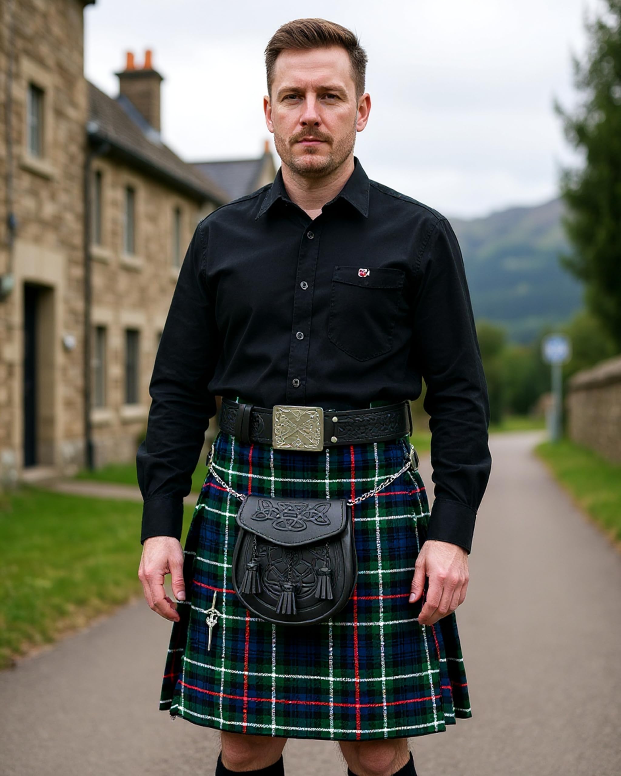Hamilton Kilts - Kilt de tartán Mackenzie, Vestido Tradicional escocés de tartán de Las Tierras Altas, Atuendo para Boda y Fiesta