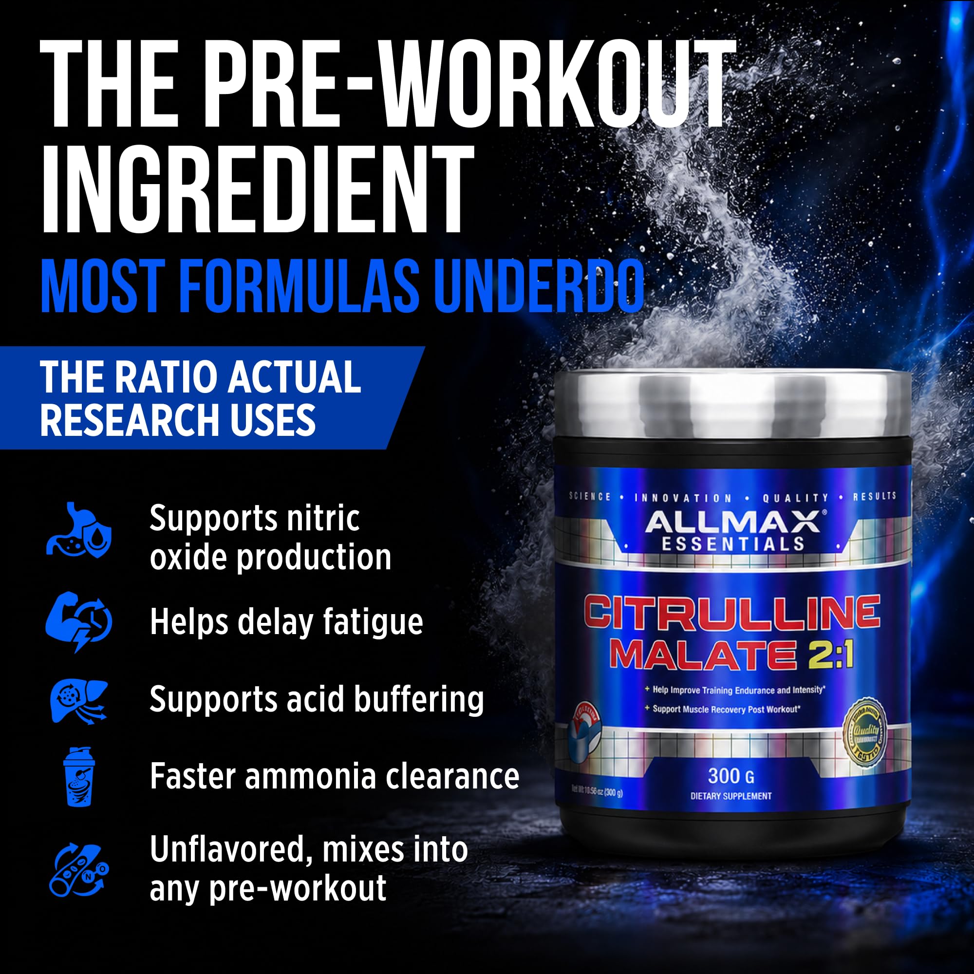 ALLMAX Citrulline Malate Powder, Unflavored, 300 g, 150 Servings — Amazon image 2