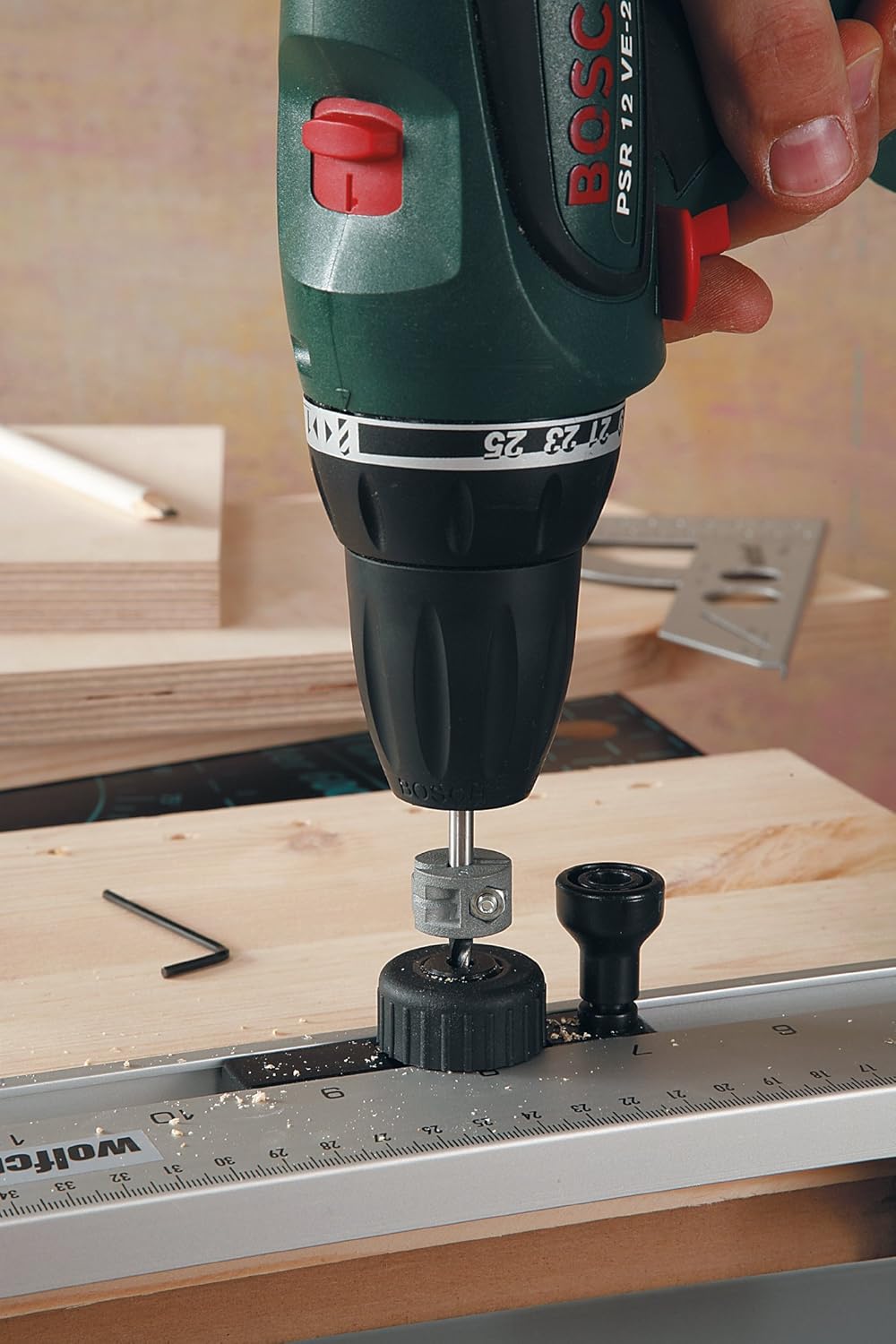 wolfcraft Universal Depth Stop Set, 3 Pcs. I 2755000 I For restricted-depth drilling