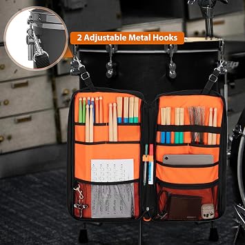 Damero Drumstick Bag, Drumstick Mallet Bag with Detachable Shoulder Strap, Hanging Drum Sticks Bag for Drummers, Beginners in Band, Gig