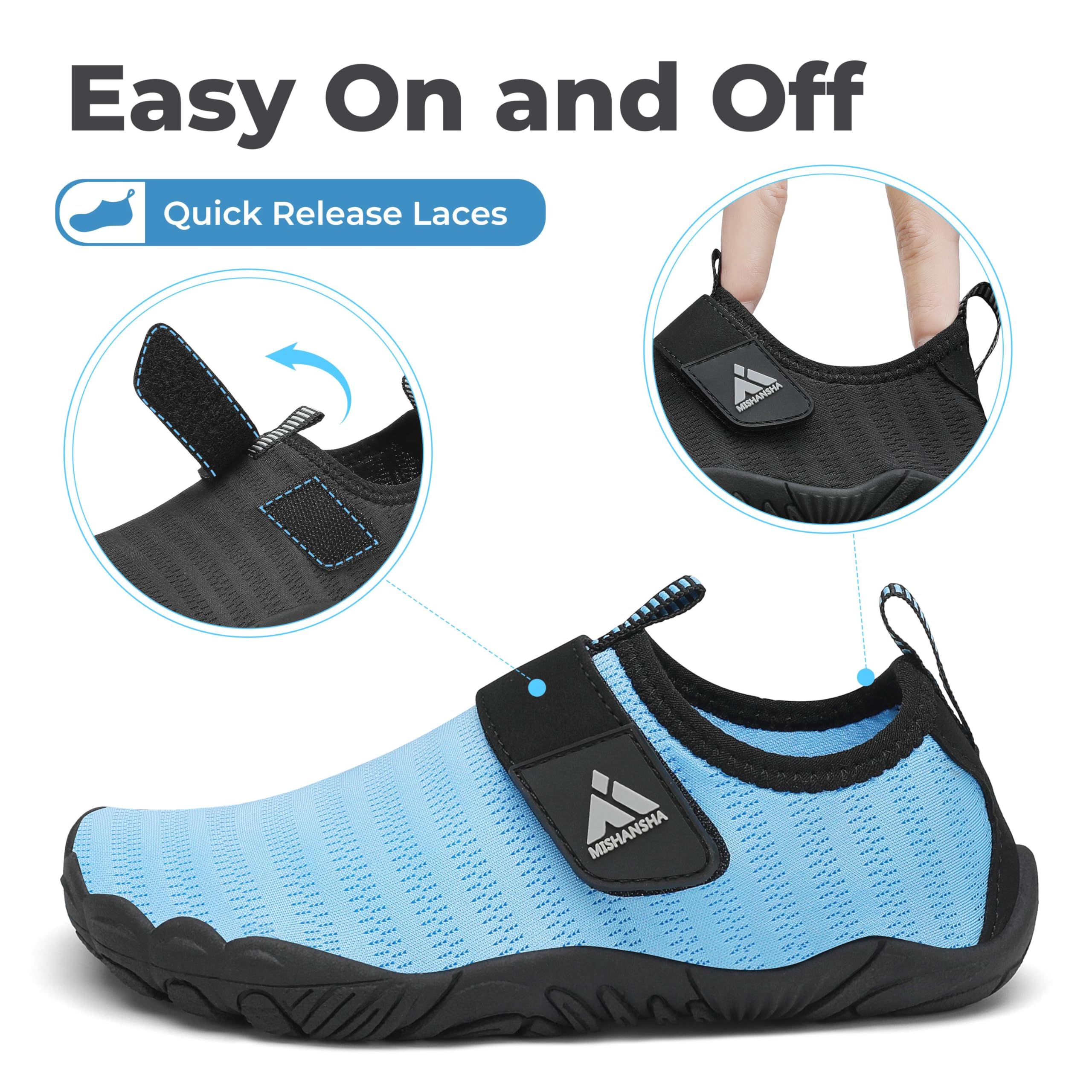 Mishansha Bambino Scarpe da Acqua Asciugatura Rapida Ragazzo Antiscivolo Scarpette Scoglio Immersione Spiaggia Surf Taglia 24-35 EU