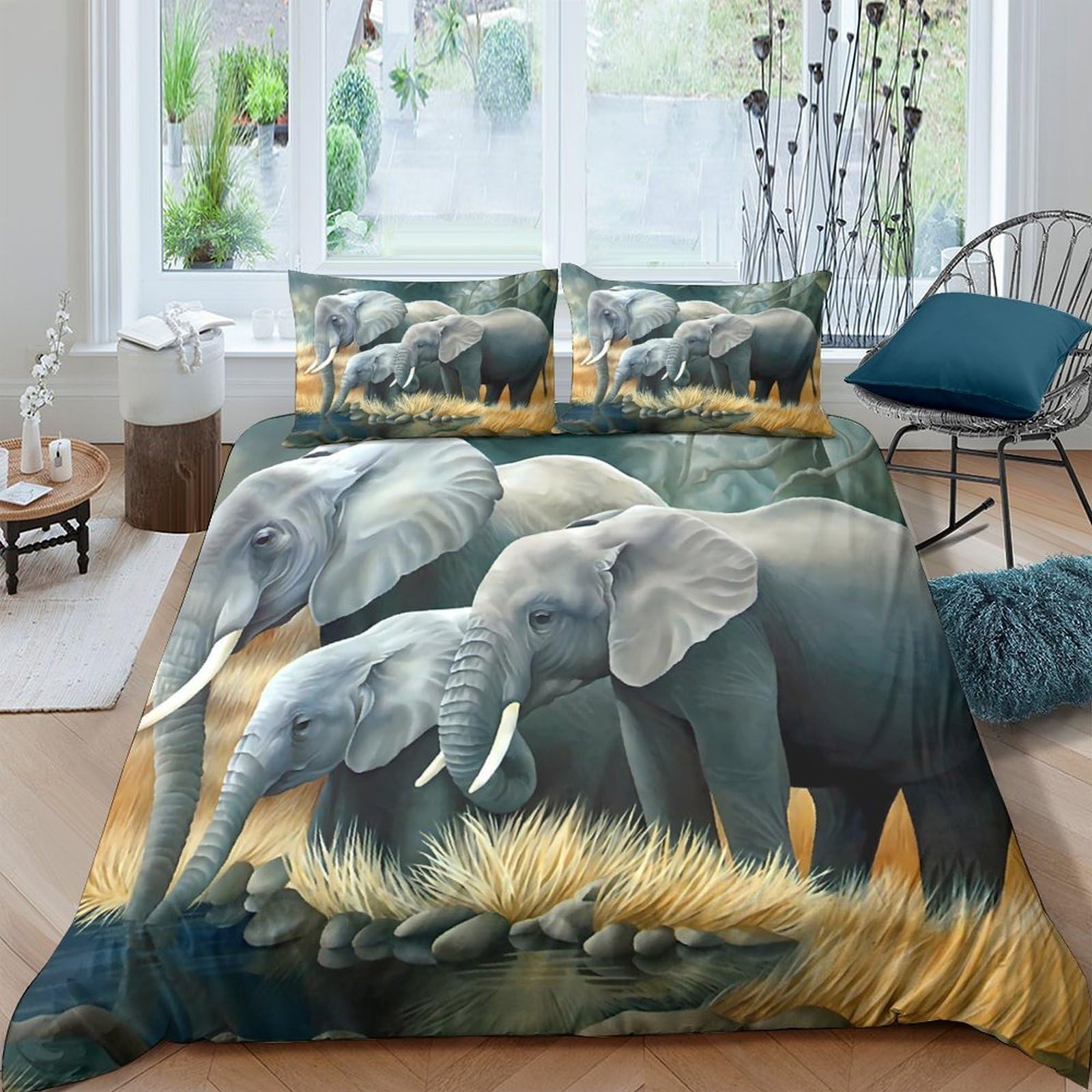 Housse de couette éléphant 3D pour la déco de chambre d'ado