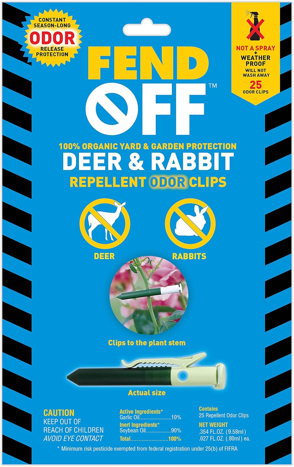 Fend Off Deer/Rabbit Organic Odor Clips, 25pk Patio, Lawn