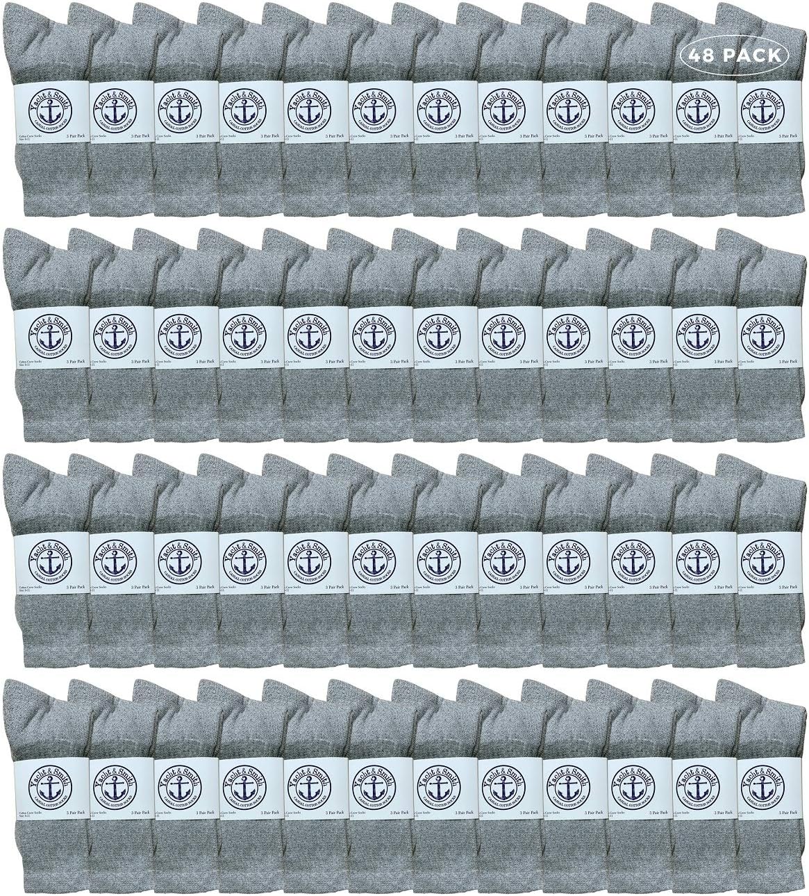 48 Pairs Of Yacht & Smith Wholesale Bulk Womens Crew Socks, Cotton Sport Athletic Socks - Size 9-11