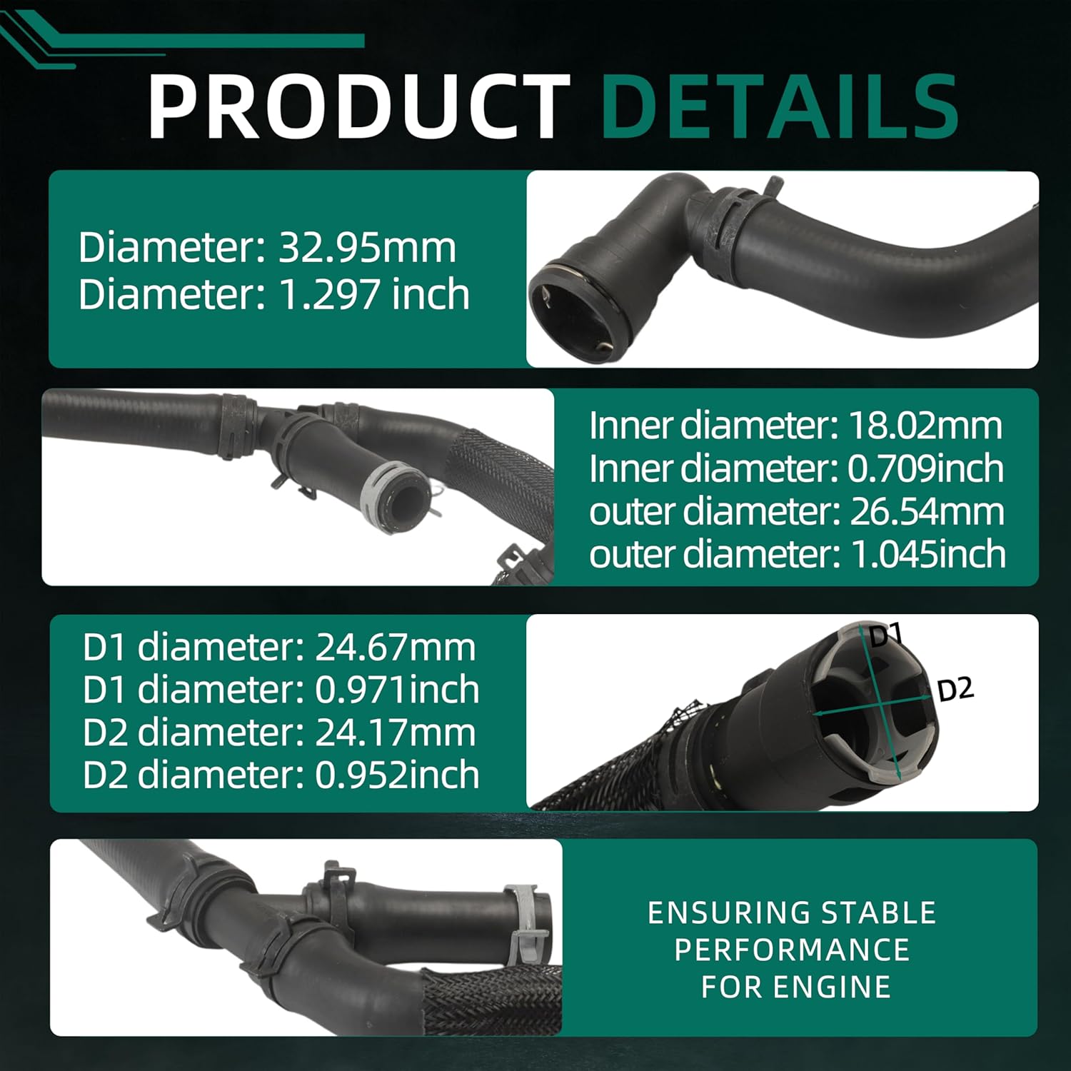 3.5 Engine Heater Hose Assembly HVAC Heater Outlet Pipe fit for Ford F150 3.5L 2011-2014 BL3Z18472J