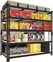 PrimeZone Heavy Duty Garage Storage Shelves - 48" W X 24" D X 72" H Adjustable Metal Shelving Unit, 5 Tier Industrial Shelves for Storage Standing Utility Rack for Warehouse, Pantry, Basement, Black