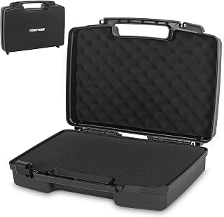 BQKOZFIN Portable Hard Case 43.2 x 28.5 x 12.6CM With Customizable Diced Foam Protects for Equiment, Electronics, Tools, Microphone, Recorder and More (Black)