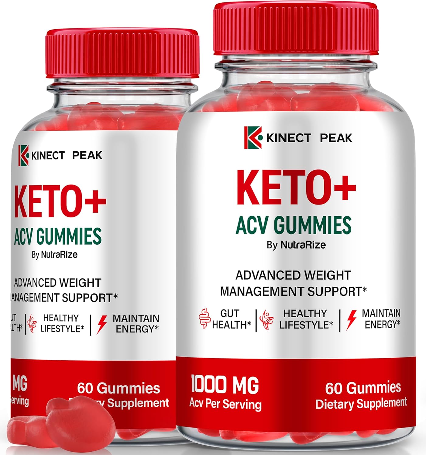 NutraRize (2 Pack) Kinect Peak Keto ACV Gummies, KinectPeak Keto+ACV Weight Loss Gummies, All Natural Apple Cider Vinegar, Premium Keto Formula Plus ACV Gummy, Official ACV Keto Reviews (120 Gummies)