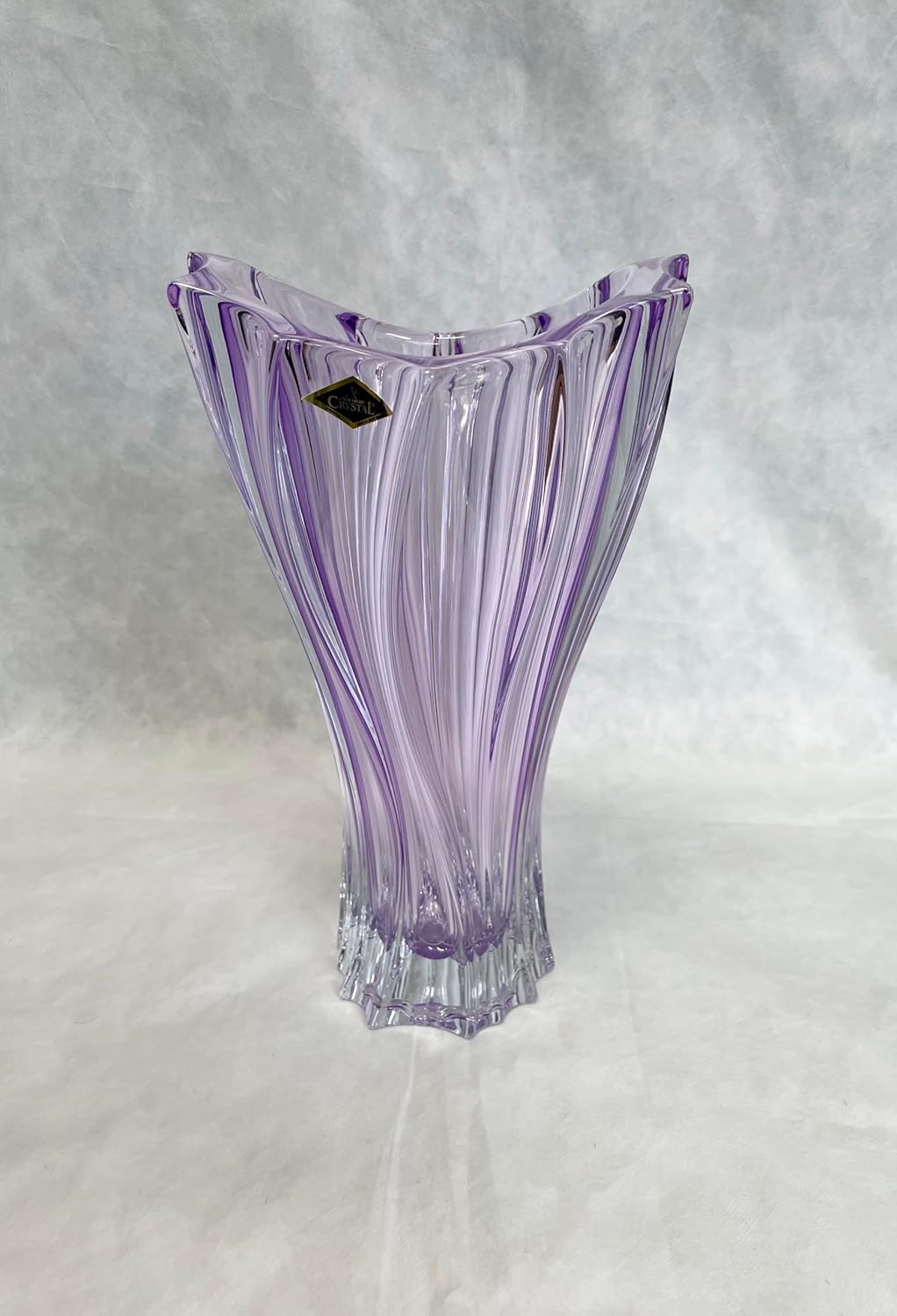 Czech Bohemian Crystal Glass Vase 12''-Height Purple ''Mozart'' Vintage Design Elegant Centerpiece Flower Vase Home Decor Wedding Birthday Housewarming Anniversaries