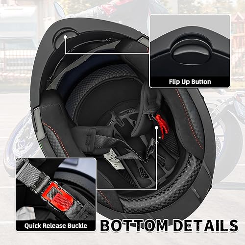 Miniatura 5 de Cascos modulares abatibles de doble visera para motocicleta, de cara completa, para adultos, BMX, de cuatro ruedas, para hombres y mujeres, aprobado