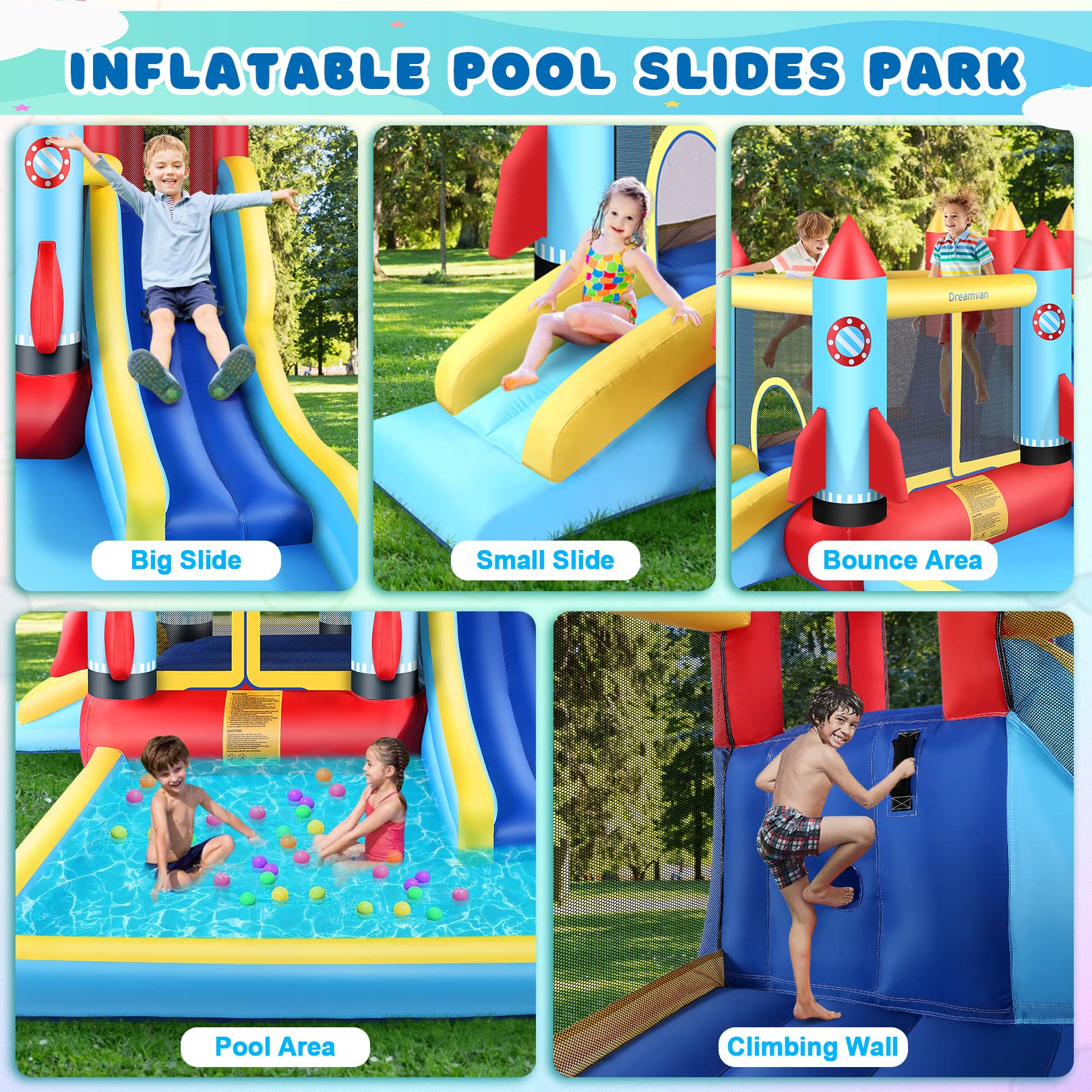 Buy AKEYDIY Bounce House with Blower Giant Inflatable Slide Bouncy