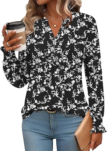Ivicoer Womens Tops Womens Long Sleeve T Shirts Blouses for Women Business Casual Tunic Tops to Wear with Leggings L