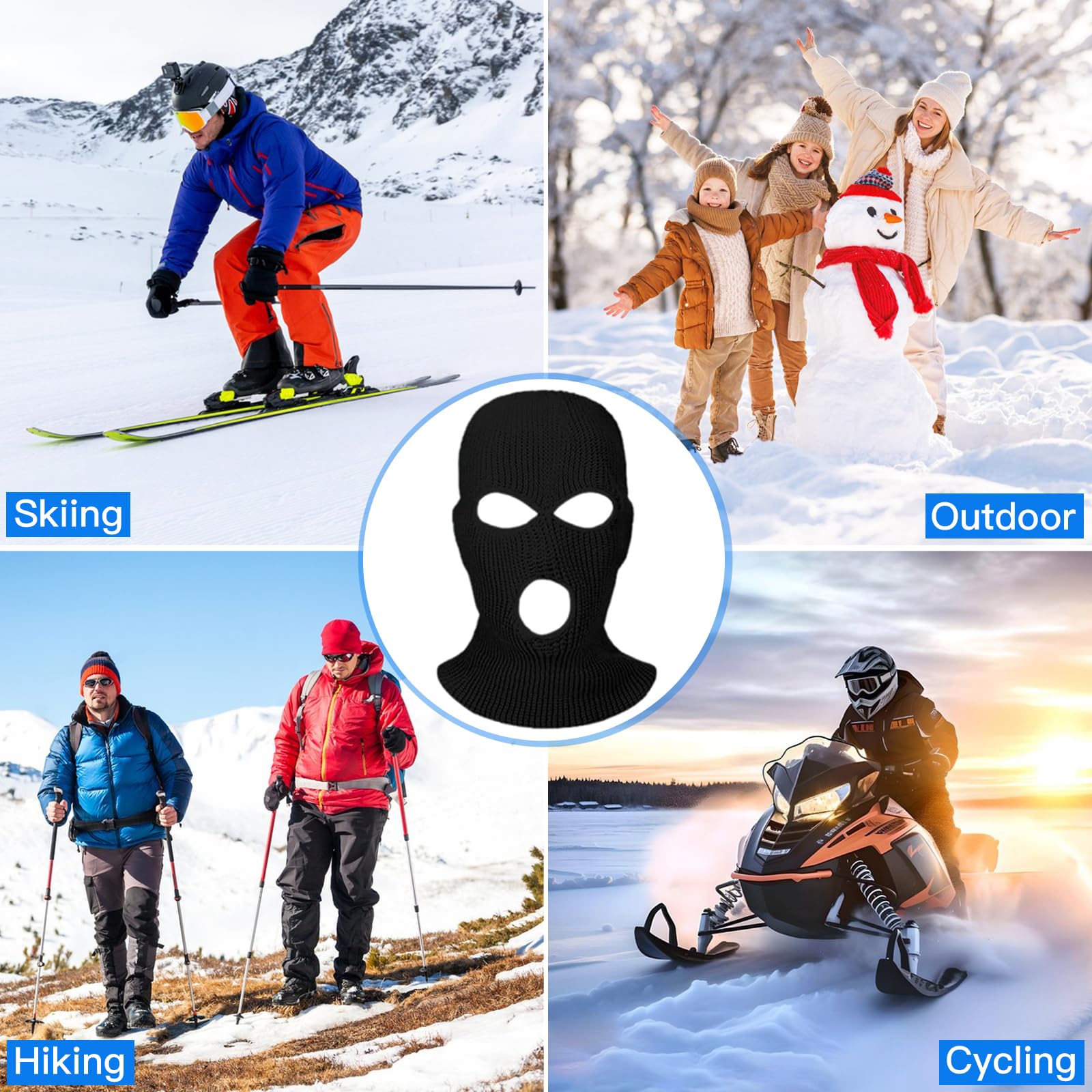 2 Pezzi Passamontagna Balaclava, Moto Sottocasco, Passamontagna Traspirante per Il Viso, Maschera-Unisex, Taglia Unica