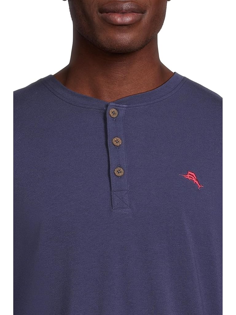 Navy Tommy Bahama Knit Long Sleeve Henley Top