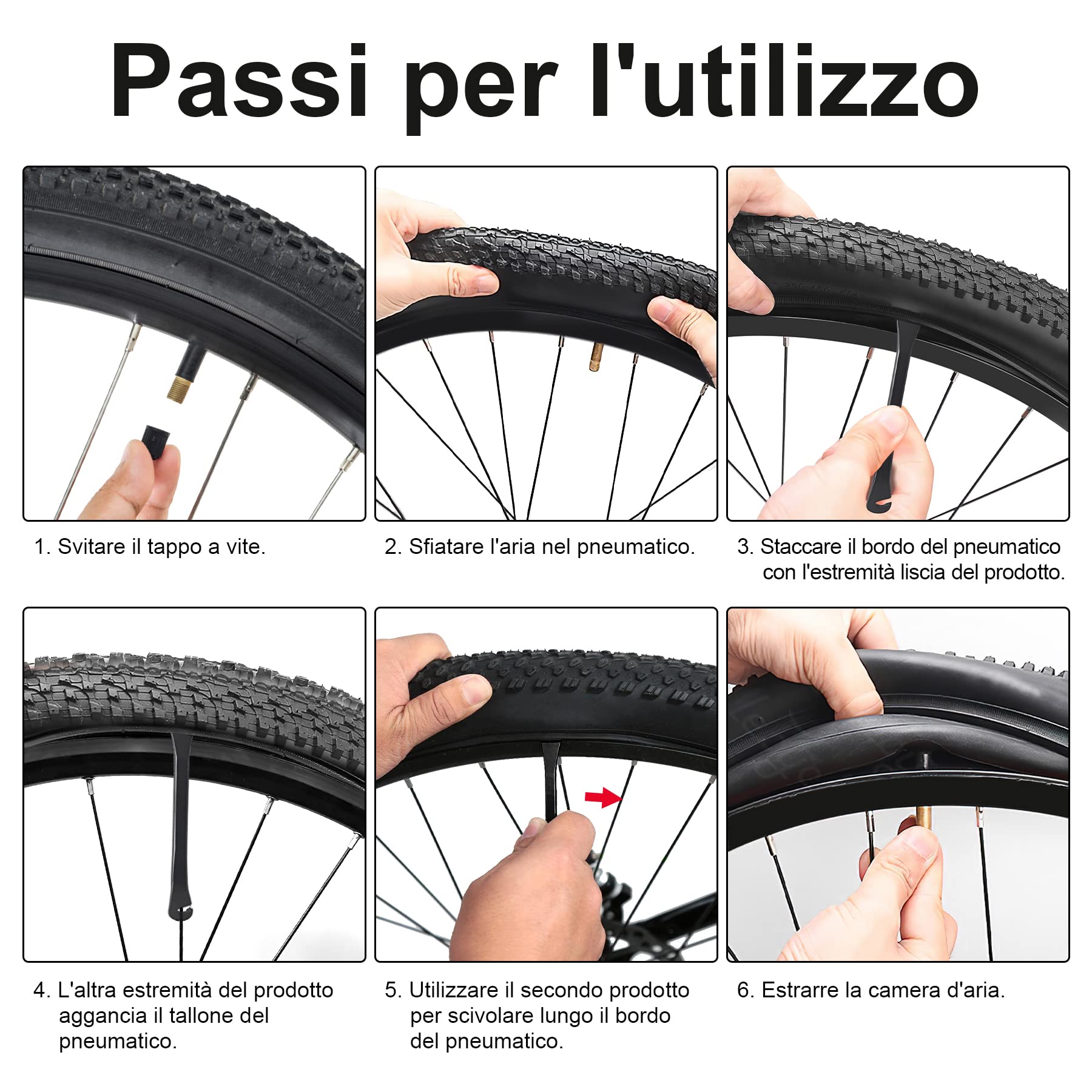 3 Leve Ergonomiche Per Pneumatici Per Bici, Strumenti Di Riparazione Pneumatici Durevoli Per Biciclette~p152569750