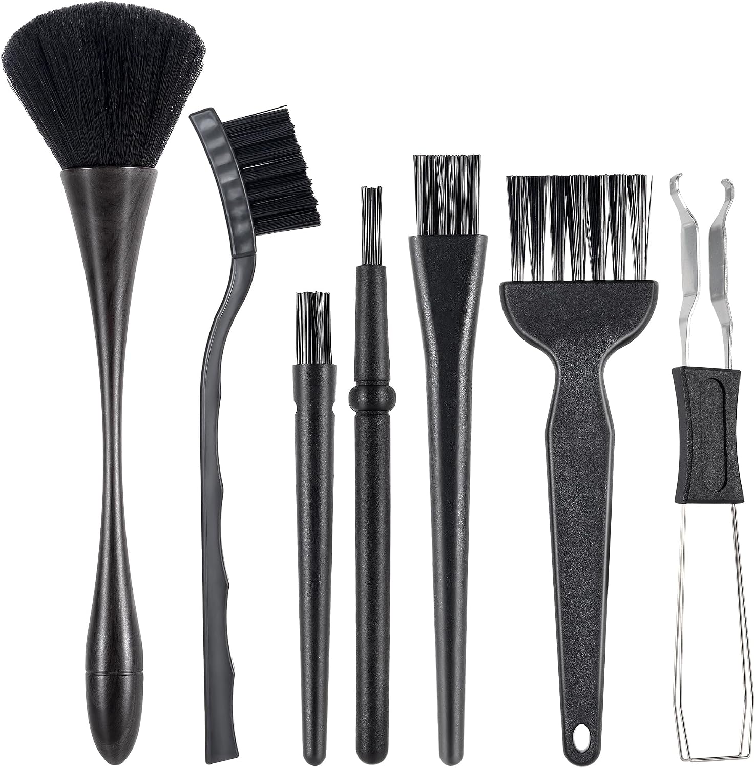 SIMPOR 7 Pcs Anti Static Brush Set with Keycap Puller, PC Computer Electronics Keyboard Cleaning Kit, Nylon Keyboard Cleaning Brush Cleaner for Mechanical Keyboard, PCB, Camera, Car Vents