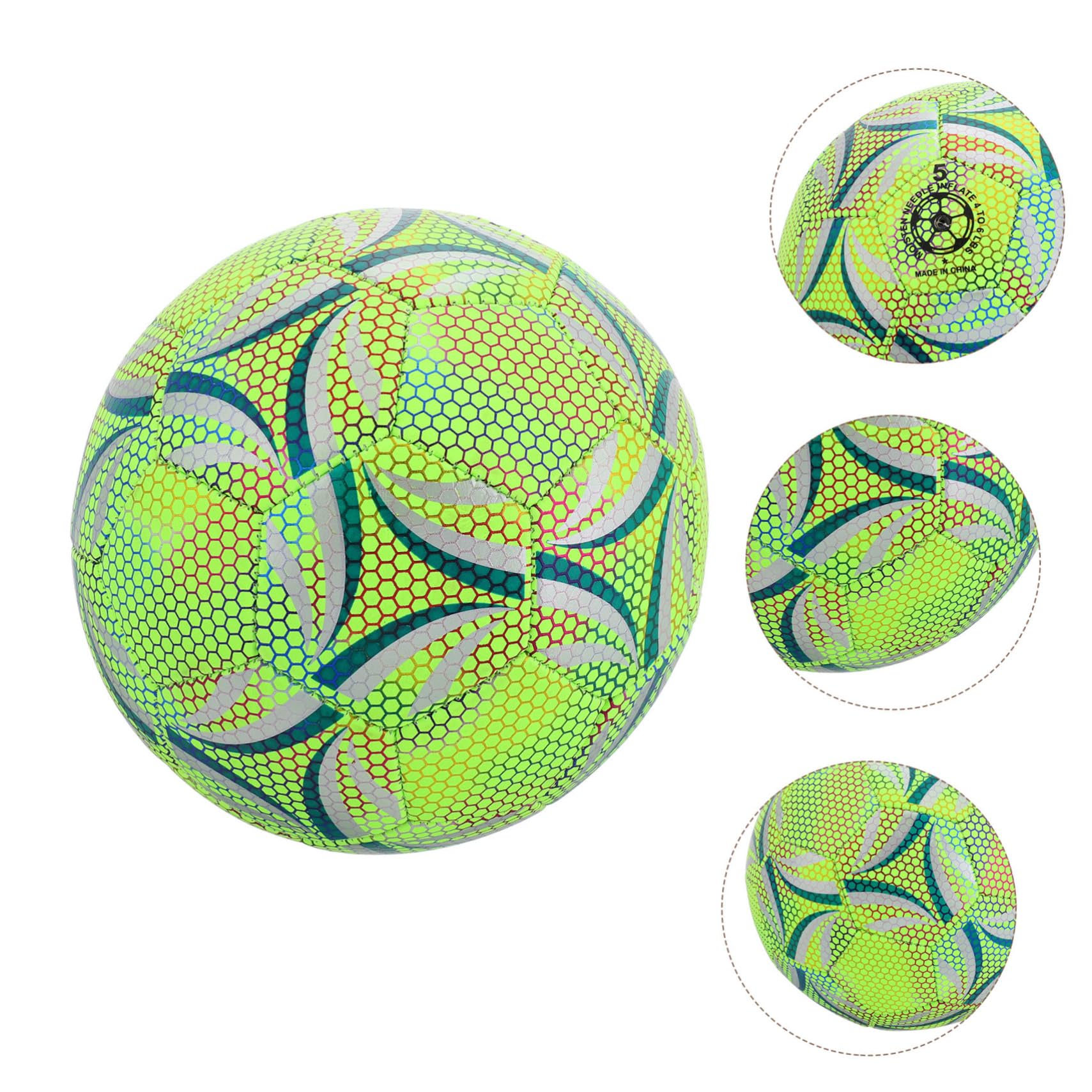 Balón de Fútbol Luminoso Estándar para Entrenamiento y Diurno Resistente y Elástico Cosido Máquina para Adultos y Jóvenes