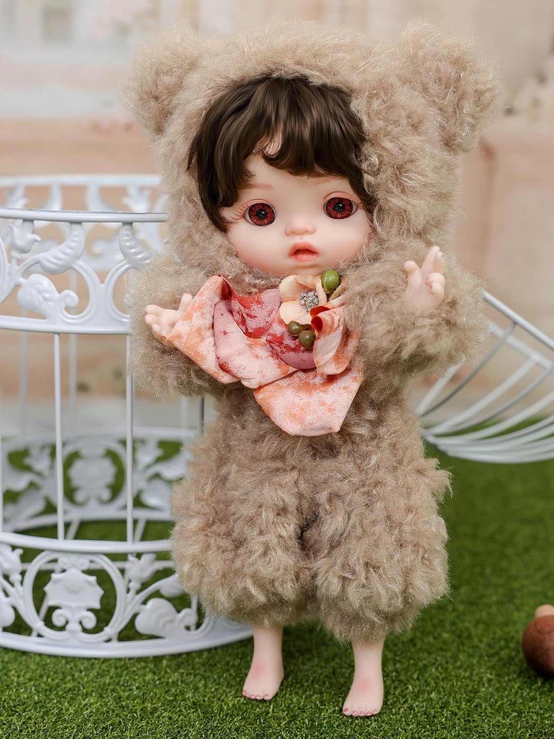 Reborn Baby Doll 10 Inch – Lifelike Full Vinyl Girl in Cozy Brown Bear Outfit – Comfort Collectible Doll Gift for Girls