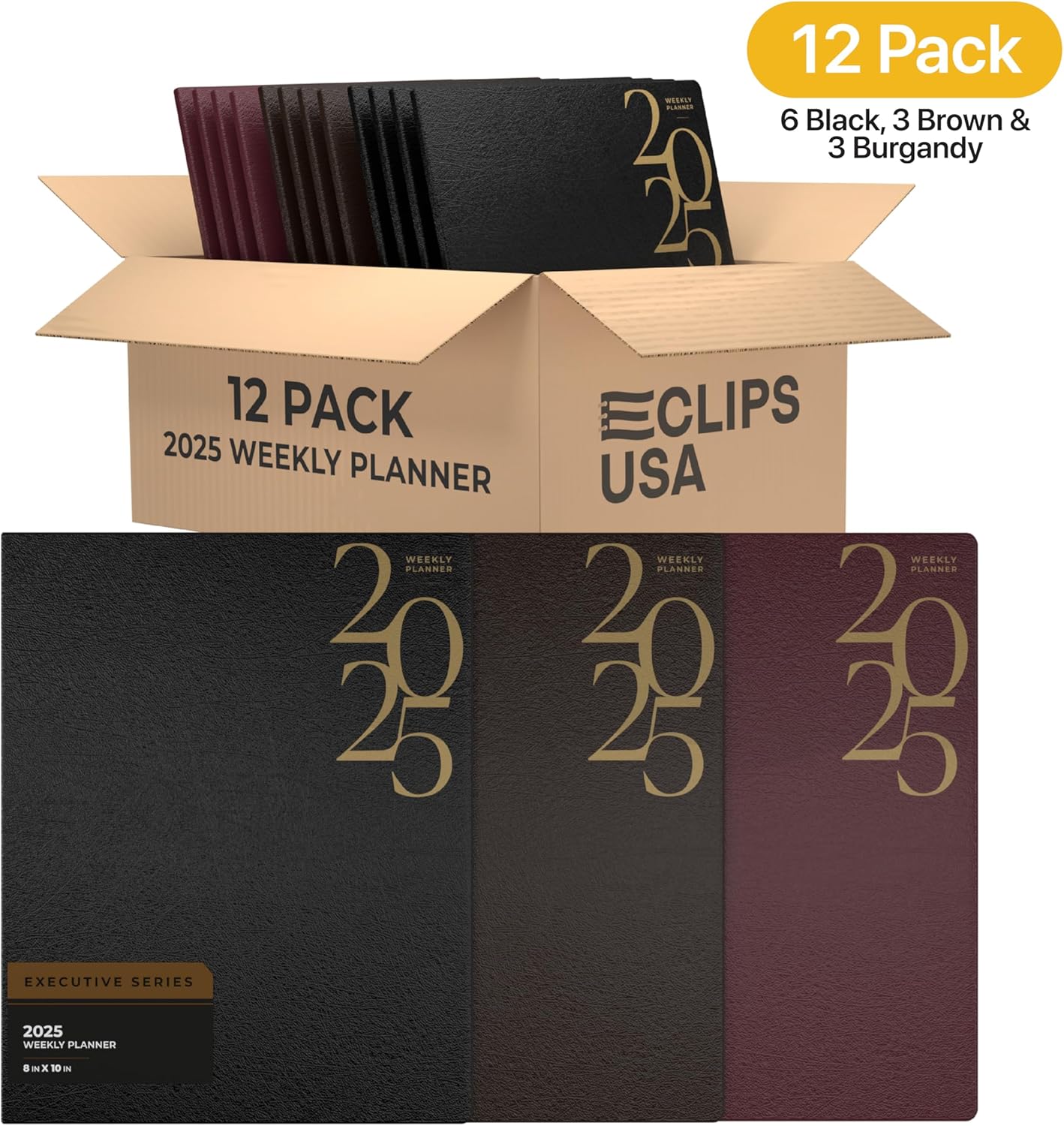 Weekly Planner 2025 Weekly Planner 2025 Planner weekly And Monthly 8” x 10” Pages 6 Black 3 Brown 3 Burgundy (12 Pack 8 X 10)