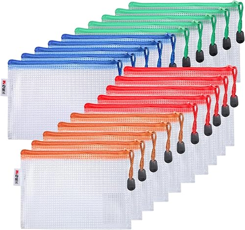 Miniatura 1 de M&G 20 bolsas de malla con cremallera A6, bolsas de almacenamiento para archivos con cremallera, bolsas impermeables con cremallera para documentos