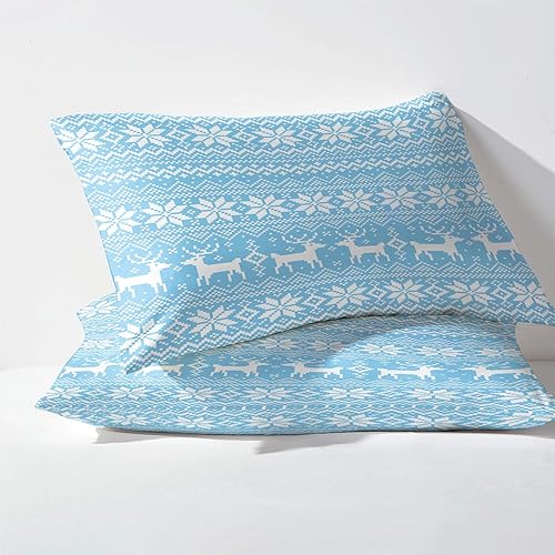 Miniatura 3 de Sábanas de Navidad divididas tamaño King para cama ajustable, sábanas de copo de nieve de alce, sábanas con patrones y juego de 5 piezas, microfibra