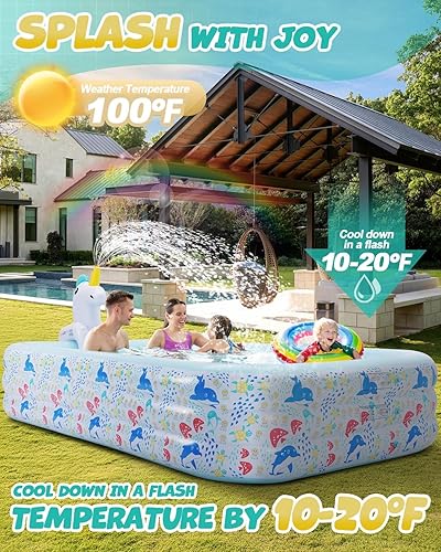 Miniatura 3 de Piscina inflable para niños y adultos, piscina inflable grande (118 pulgadas de largo x 71 pulgadas de ancho x 23.5 pulgadas de alto), piscina de