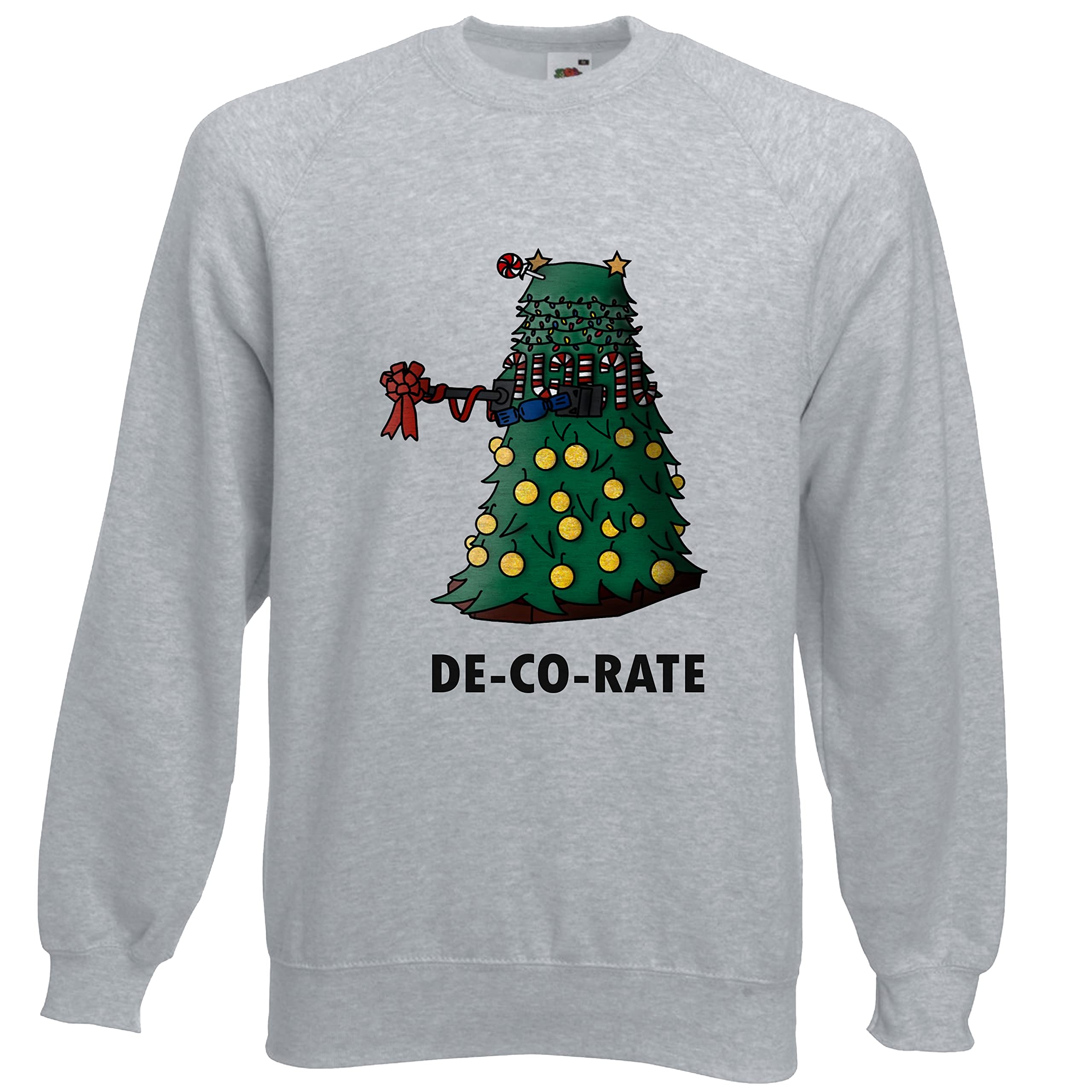 Viper DE-CO-Rate Christmas Dalek Geek Sweatshirt (Grey, 3XL)