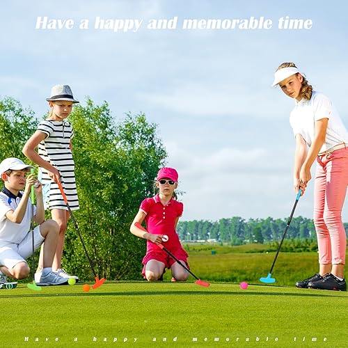 Miniatura 6 de Hiboom Paquete de 4 Putters de Golf para Hombres y Mujeres Putter de Mini Golf de Dos Vías con 4 Pelotas Longitud Ajustable Putter para Niños a