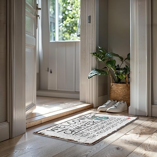 Miniatura 60 de Tapete divertido para puerta de campamento de 17 x 30 pulgadas, regalos de campamento para mujeres, alfombras de cámper para interior, alfombra