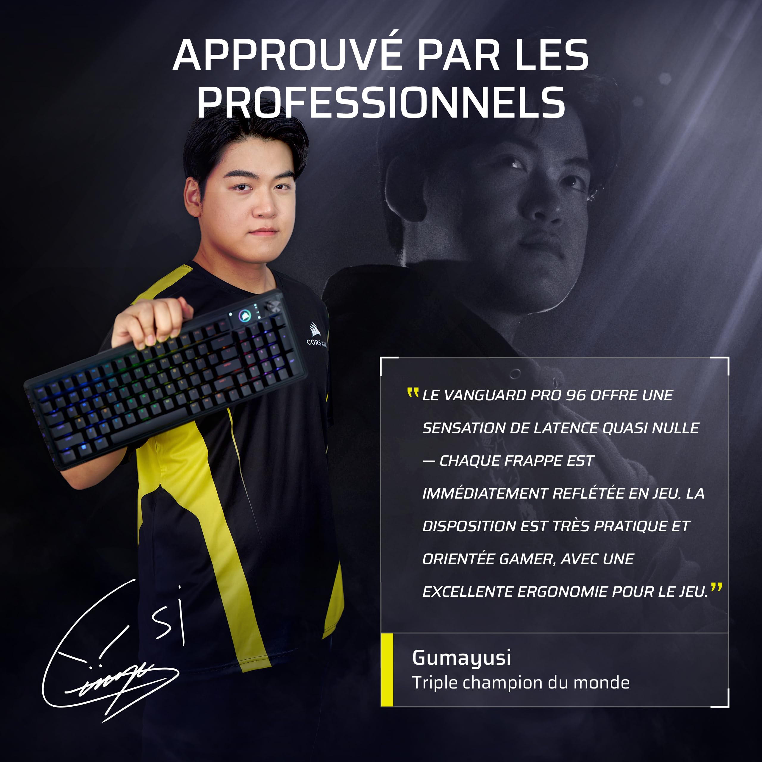 Corsair Vanguard Pro 96 Hall Effect Clavier de Jeu Mécanique Filaire Noir | AZERTY FR, 96%, MGX Hyperdrive Commutateurs, Interrogation 8 000 Hz, Rapid Trigger, Stream Deck Virtuel, SOCD Flashtap