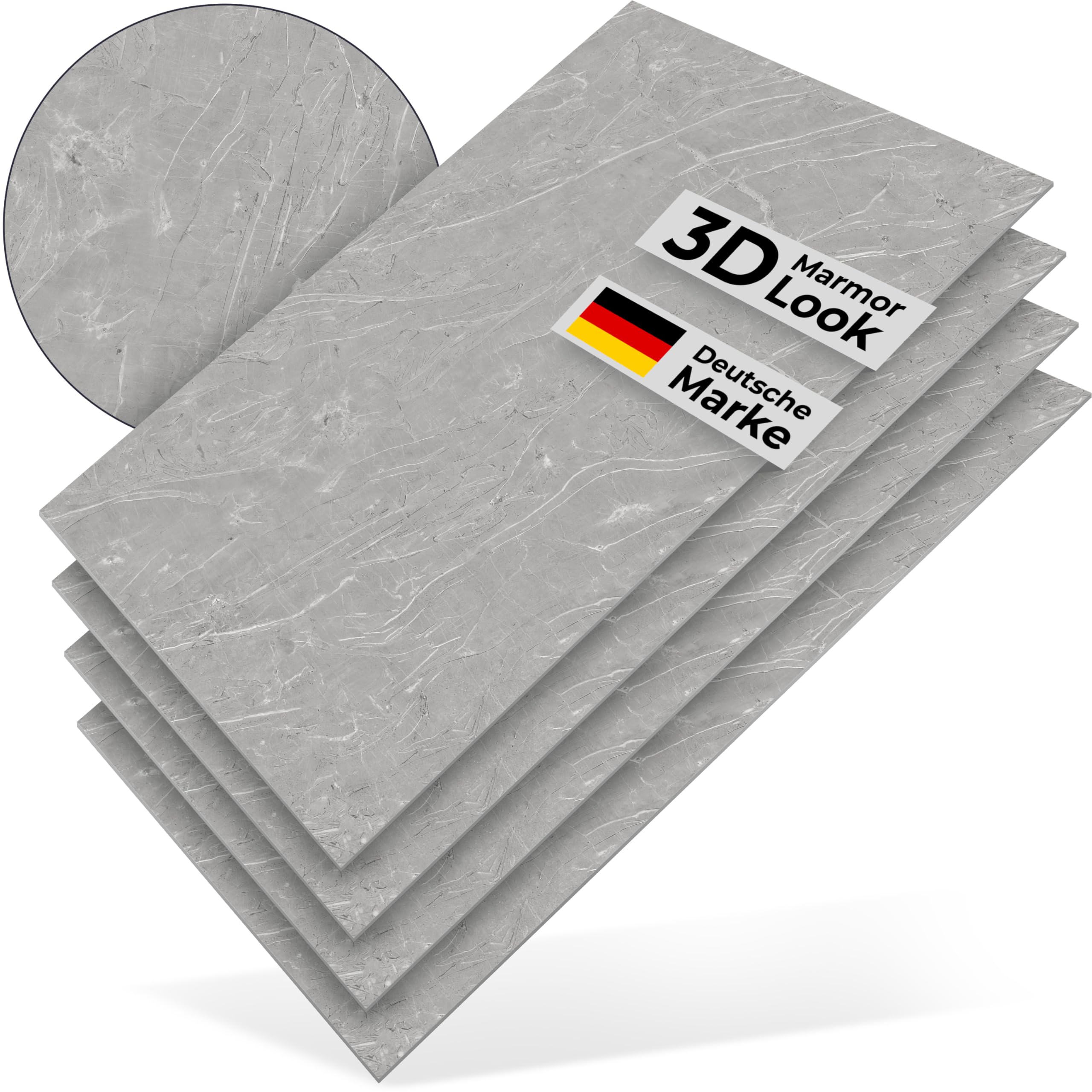 3D PVC Wandpaneele Marmoroptik – 4 Stück 120×60 cm – wasserfeste Wandverkleidung für Bad, Küche, Wohnbereich, Büro & Hobbyraum – einfache Montage ohne Bohren- Fogstone