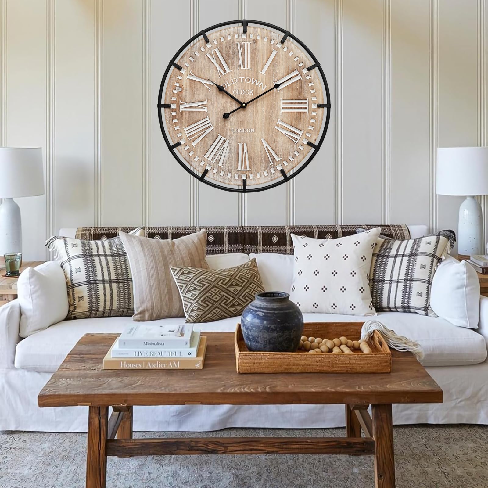 Amazon.com: MICWIC 24 Inch Grand Farmhouse Wall Clock, Vintage
