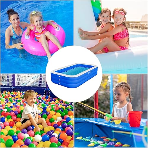 Miniatura 7 de FOTING Piscina inflable para adultos con bomba eléctrica, bolsa de transporte y asiento inflable, 120 x 72 x 23 pulgadas, piscina grande familiar