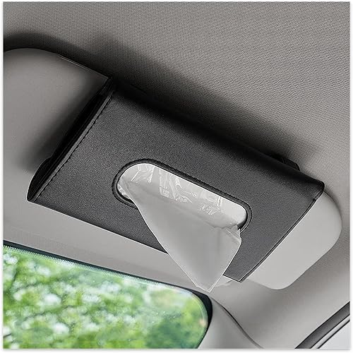 Miniatura 7 de Soporte para pañuelos de automóvil, soporte para servilletas para visera solar, de piel sintética de alta calidad, soporte universal para el