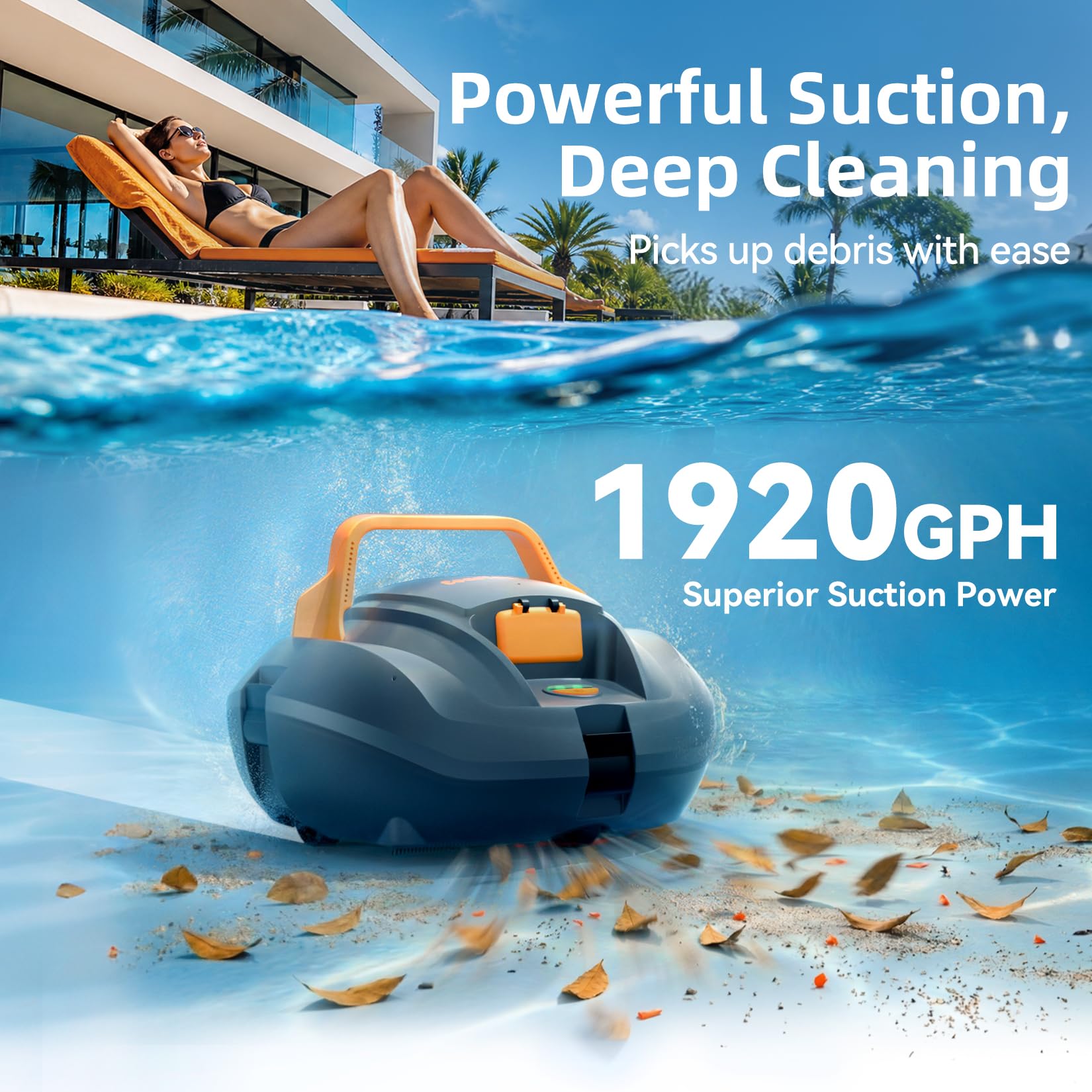 (2026 New) CoasTeering Planet Poolroboter Akku, 120 Min. Laufzeit, Auto-Parking, 2,5 Std. Schnellladung, Dual-Motor Poolsauger für Pools bis 80 m², für Aufstellpools & Schwimmbecken mit ebenem Boden