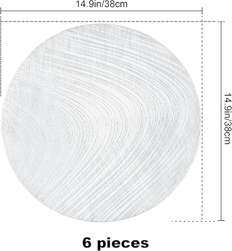 Miniatura 6 de fanquare Juego de 6 manteles individuales redondos dorados para mesa de comedor, manteles de vinilo de plástico plateado metálico, forrados,