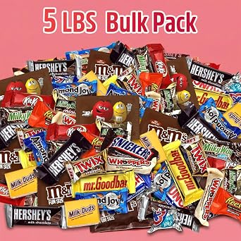 Chocolate Assorted Candy Variety Pack - 5 lb Bulk - Individually Wrapped Mixed Candy Bag - Assorted Chocolates Mix for Parties, Office, Holidays.