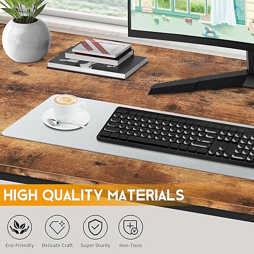 Miniatura 38 de YRLLENSDAN Escritorio grande de madera, escritorio para juegos de 48 pulgadas, escritorio moderno para escritura, estación de trabajo, mesa de