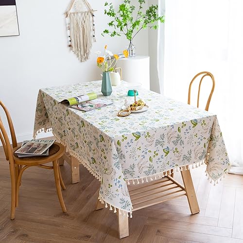 Miniatura 3 de Mantel con borla, mantel para cocina, comedor, uso en interiores y exteriores, para mesa rectangular de 55 x 70 pulgadas, elegante mantel para