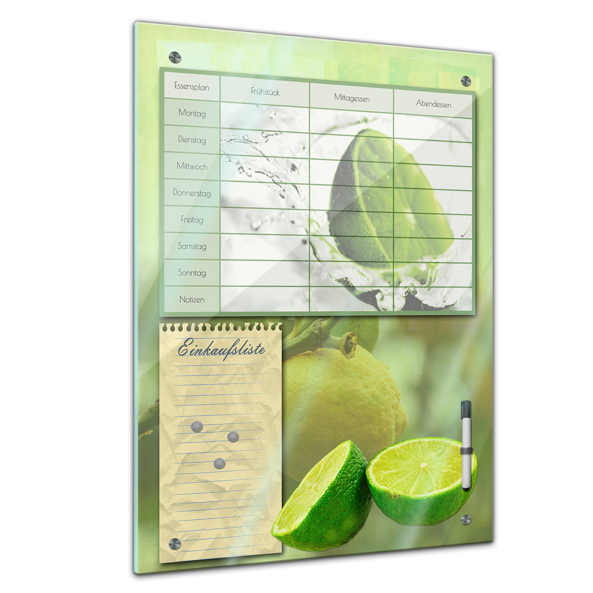 Memoboard 40 x 60 cm, agenda – Lime – Lavagnetta per la famiglia – Frutta – Frutta – Gelato – Acqua – Verde – Limone – Limone – Calendario per cibo