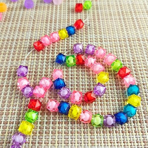 Miniatura 3 de Cubo de 400 cuentas cuadradas facetadas transparentes de cristal de 0.315 pulgadas (0.315 in), cuentas redondas en el interior para hacer joyas