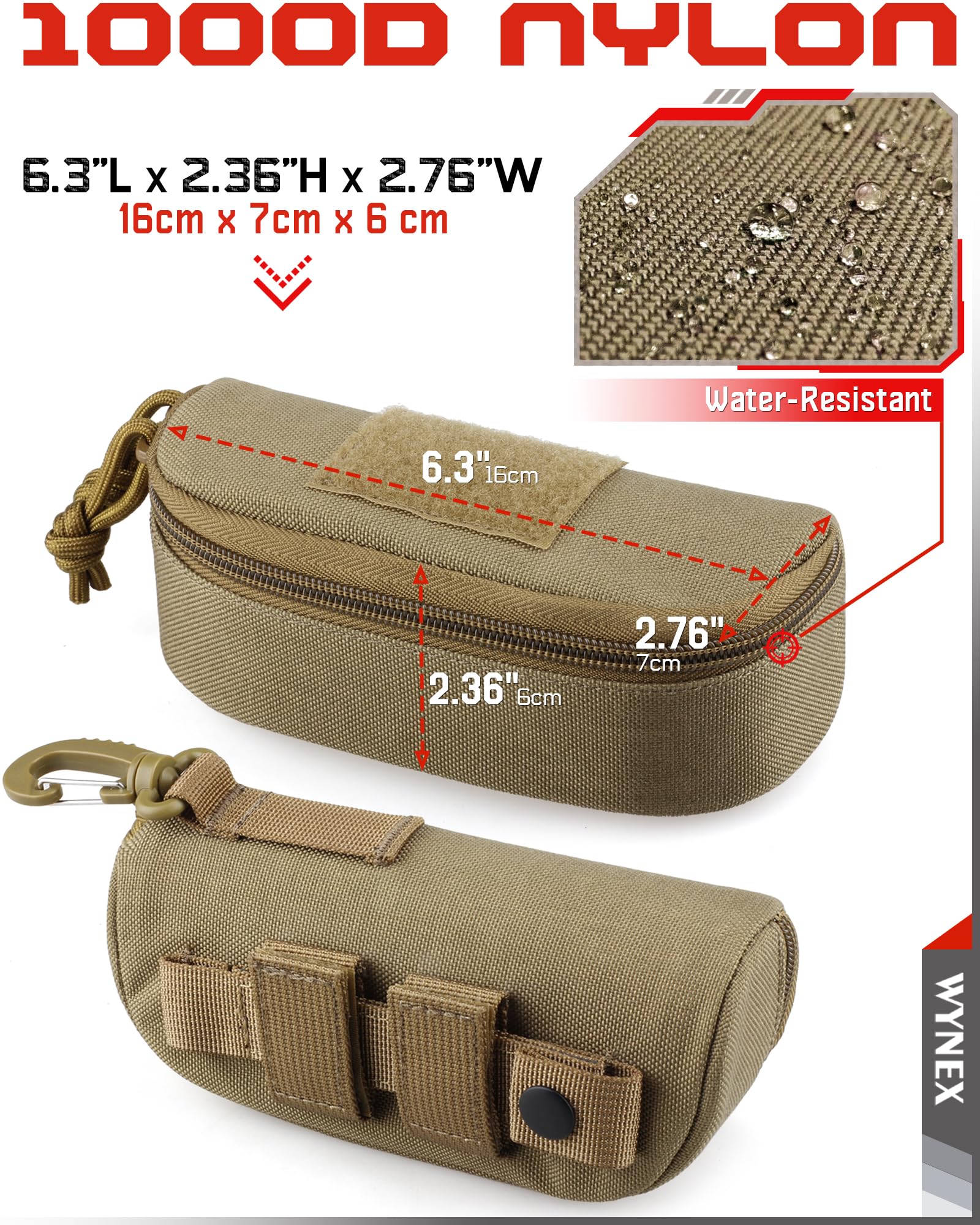 WYNEX Estuche Gafas Funda Gafas de Sol Rigida Riñonera Tactica para Militar Cinturon Mochilas