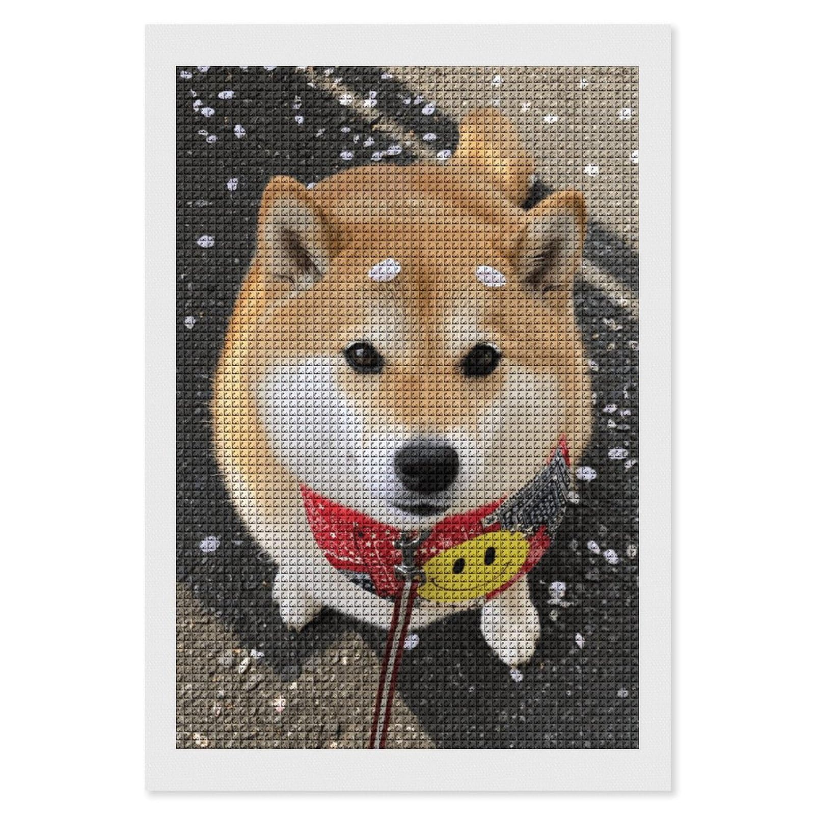 柴犬 可愛 小動物 アニメです ダイヤモンドアート ダイヤモンドアート キット 全面貼 ダイヤモンドアート スクエア DIY 手芸 刺しゅうキット 芸術品 装飾（四角いビーズ）