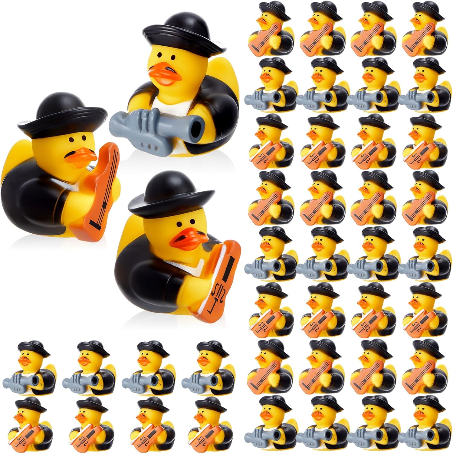 DEEKIN 48 Pcs Mexican Rubber Ducks Bulk 2 Inch Mariachi Band Pattern Rubber Ducks for Cinco de Mayo Mexican Band Party Favors Decoration