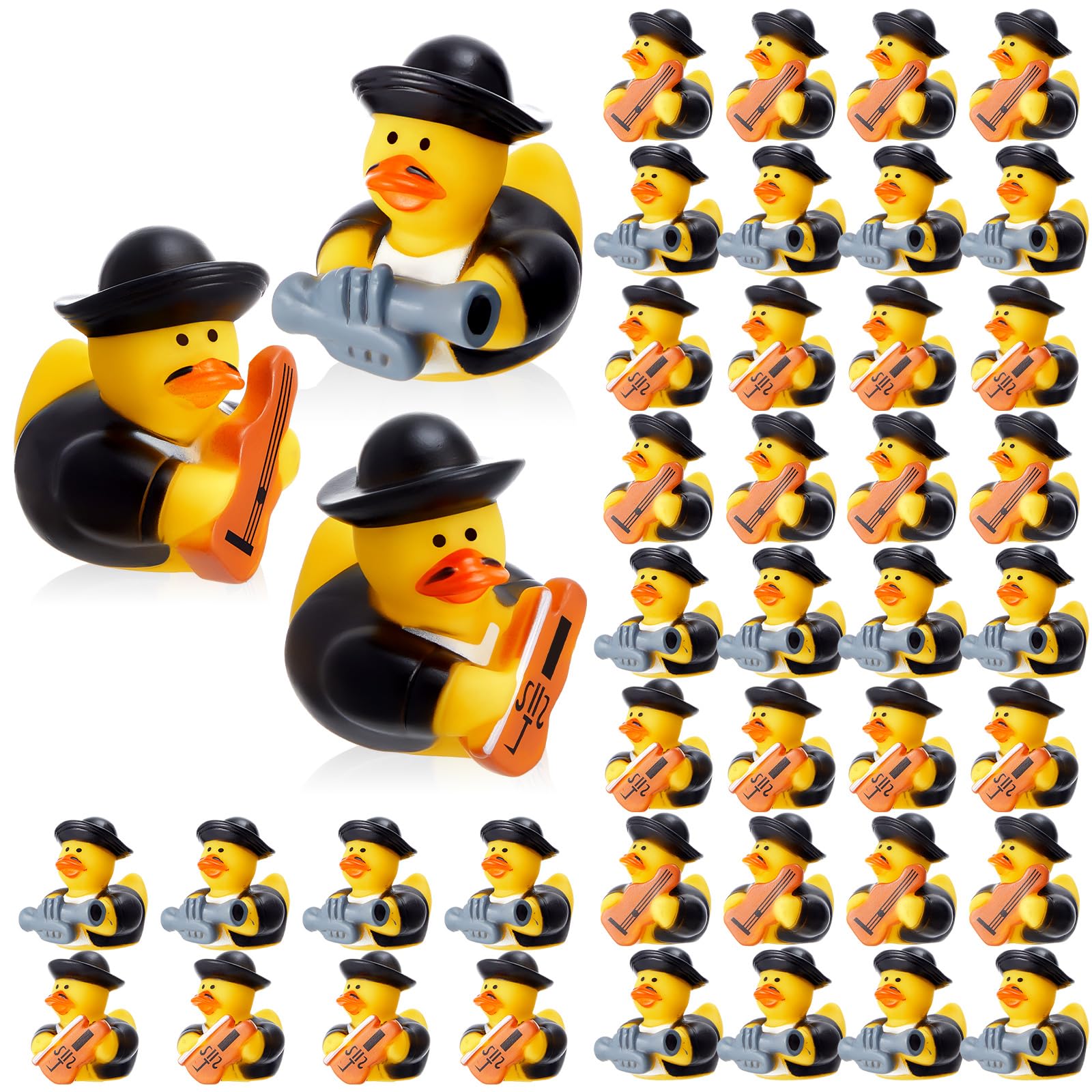 DEEKIN 48 Pcs Mexican Rubber Ducks Bulk 2 Inch Mariachi Band Pattern Rubber Ducks for Cinco de Mayo Mexican Band Party Favors Decoration
