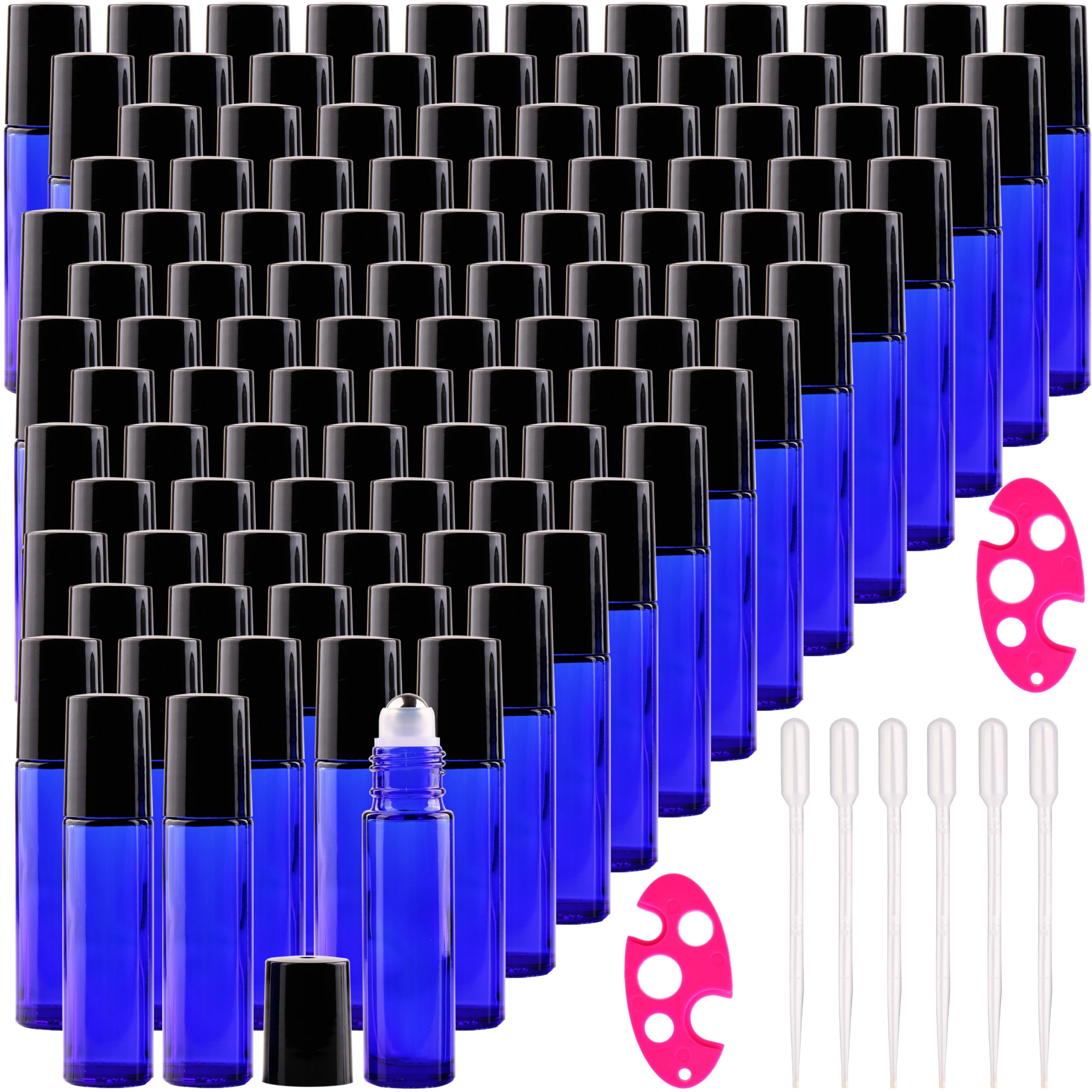 Botellas de rodillo de 10 ml de cristal roll-on para aceites esenciales azul cobalto