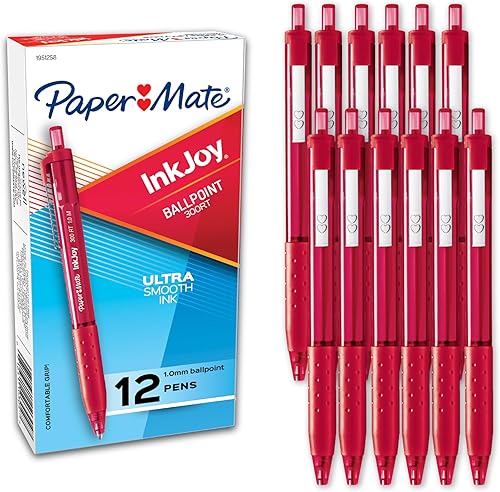 Miniatura 8 de Paper Mate InkJoy 300RT - Bolígrafos retráctiles, punta media, color negro, 12 unidades Negro -,Azul,Rojo,https://www.amazon.com/dp/undefined
