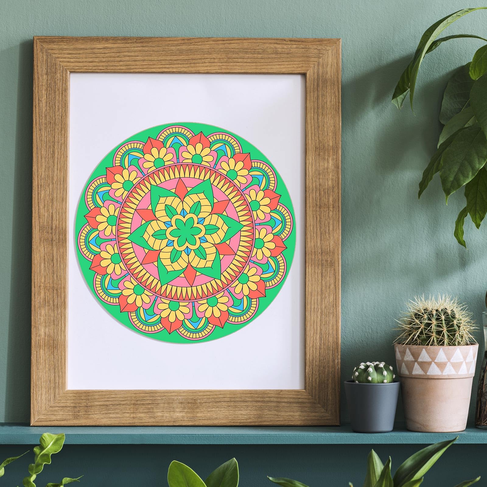 インド　絵画　アンティーク　マンダラ　美術品　額付き ◇世界に1点だけ！マンダラ絵画◇現地より直送！僧侶・タンカ